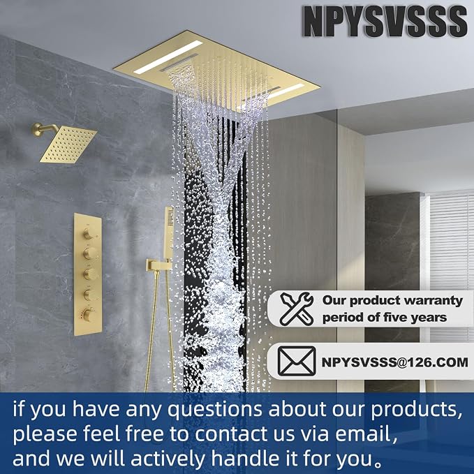 Dual Rain Shower Head Thermostatic Luxury Spa Shower System And Ceiling Mount - Image 7