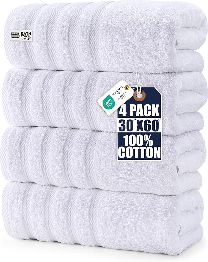 Utopia Towels 4 Pack Premium Extra Large Bath Towels Set, 100% Ring Spun Cotton by UTOPIATOWELS