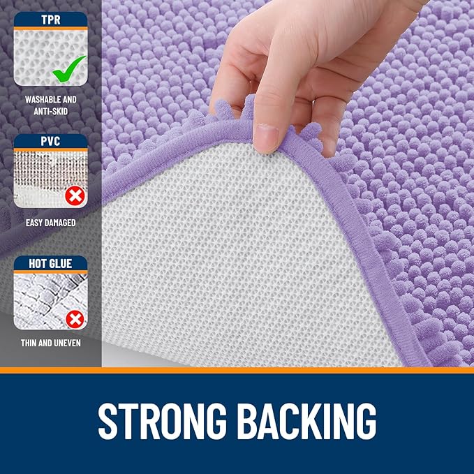 OLANLY Bathroom Rugs 30x20, Extra Soft Absorbent Chenille Bath Rugs, Rubber - Image 6