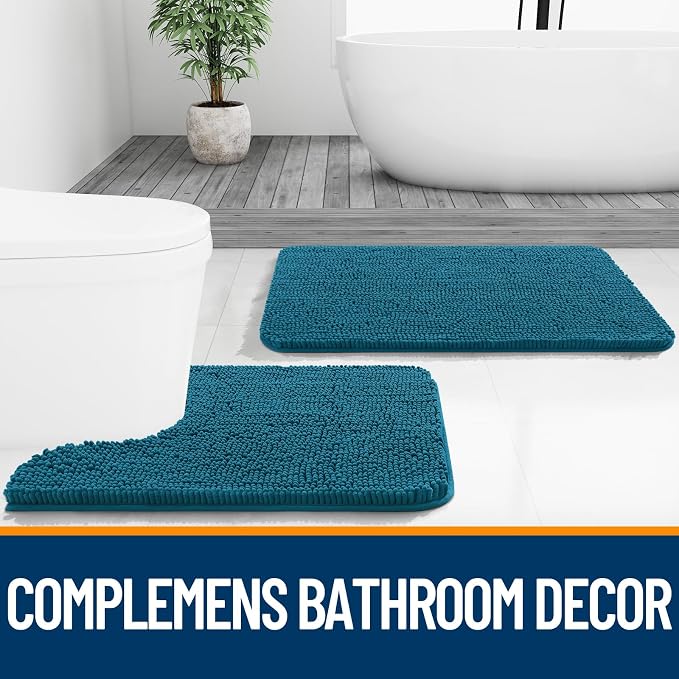 OLANLY Bathroom Rugs 70x46, Extra Soft Absorbent Chenille Bath Rugs, Rubber - Image 7