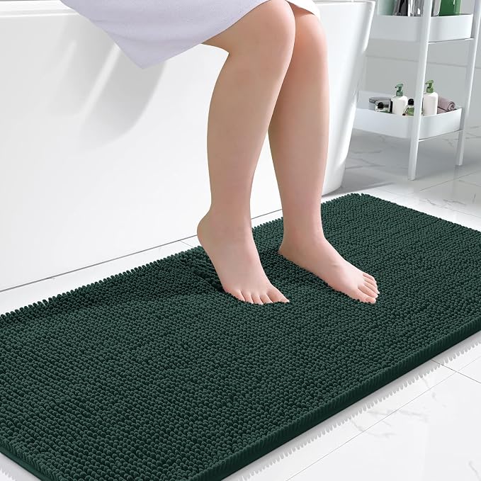 OLANLY Bathroom Rugs 47x24, Extra Soft Absorbent Chenille Bath Rugs, Rubber by OLANLY