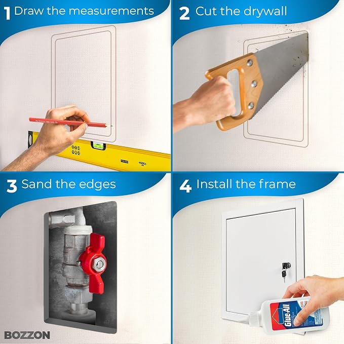BOZZON Access Panel for Drywall 12 x 12 inch – Metal Door - Image 3