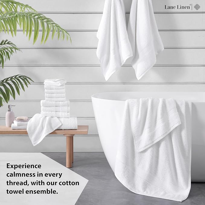 LANE LINEN 100% Mercerized Cotton Luxury Bathroom Towel Set - Image 3
