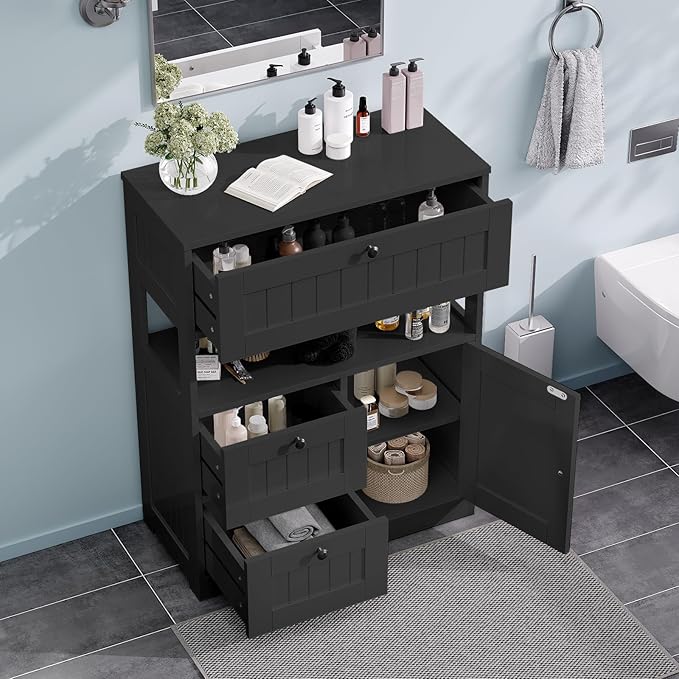 Storage Cabinet, Modern Bathroom Floor Storage Cabinet Organizer - Image 5