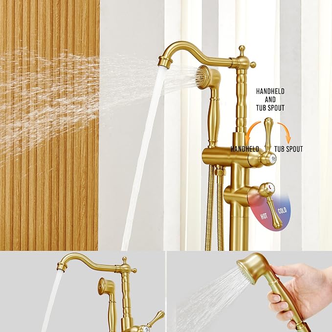 Freestanding Tub Faucet Sets, JetsBath Floor Mount BathTub Filler - Image 3