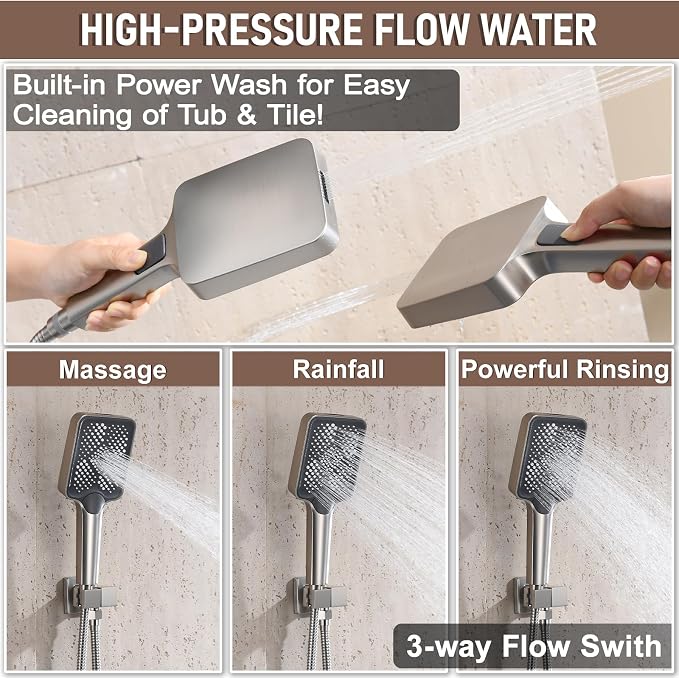 Thermostatic Shower Valve/System 12 inches Nickel Brass Faucet Set - Image 4