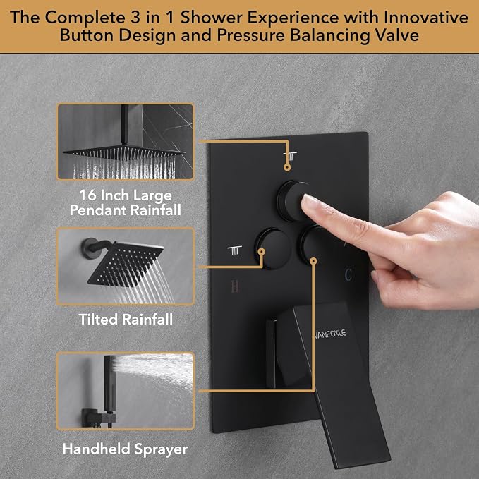 VANFOXLE Shower Faucet Set Matte Black Shower System, Shower Faucet - Image 5