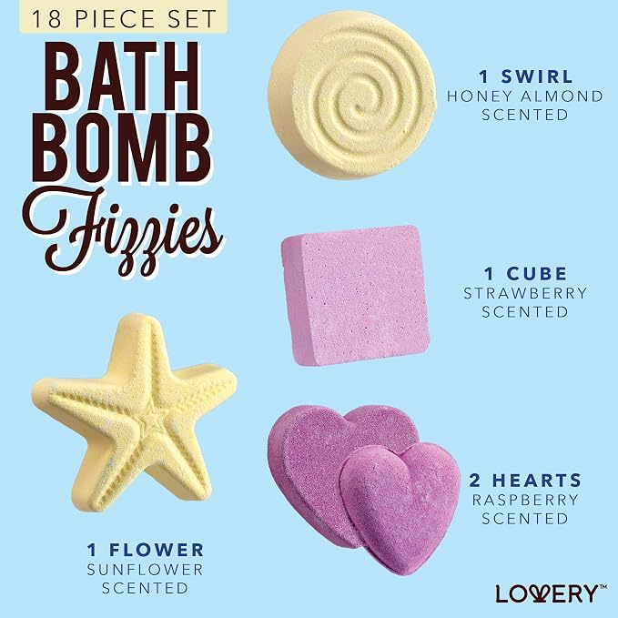 Christmas Bath Bombs Gift Set for Women, 17 Large Bath Fizzies in Assorted - Image 2