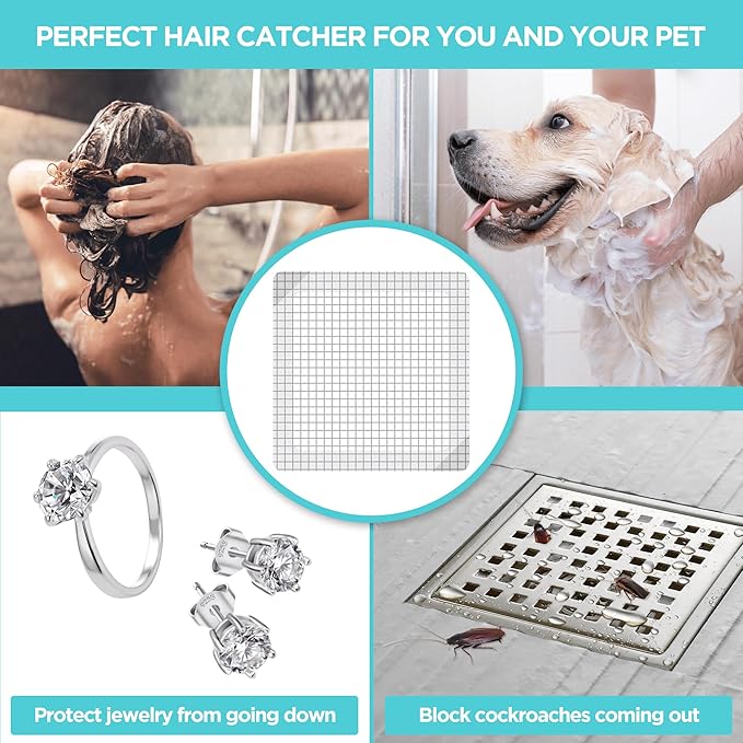 25 Pack, Disposable Shower Drain Hair Catcher Mesh Stickers, 6 inch - Image 3
