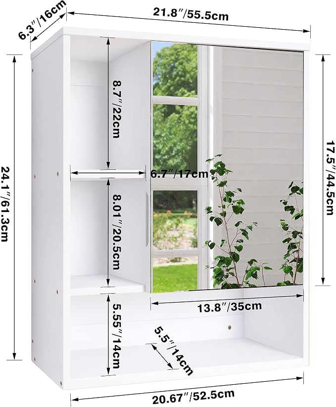 SMIBUY Bathroom Mirror Cabinet Wall Mounted, Bamboo Space Saver Medicine Cabinet - Image 3