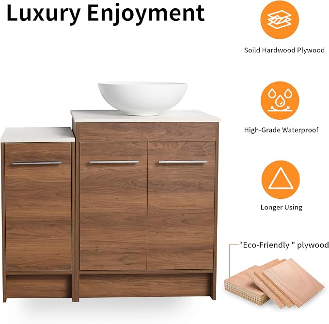 36 Inch Bathroom Vanity with Sink, Mordern Bathroom Vanity, Single Sink - Image 7