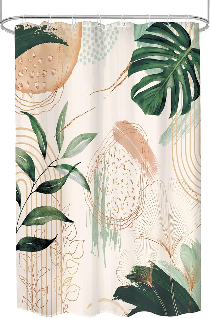 Boho Shower Curtain 48Wx72H Small Stall Narrow Abstract Mid Century Tropical - Image 8