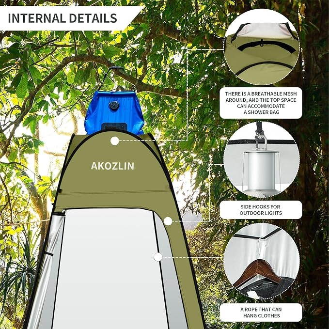 AKOZLIN Portable Pop Up Shower Tent Instant Privacy Dressing Changing Tent - Image 3