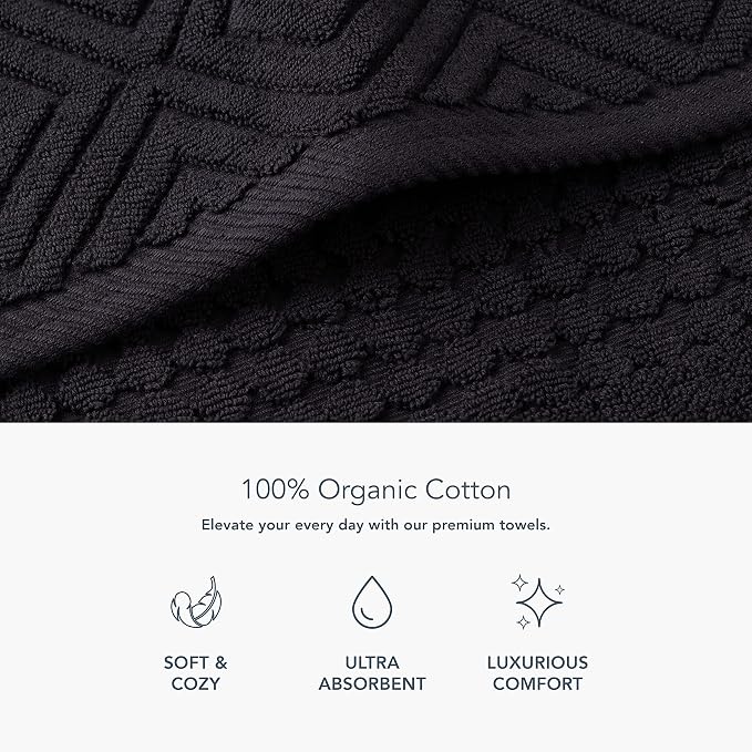 Texere 100% Organic Cotton Diamond Jacquard 700 GSM Luxury Bath Towel Sets - Image 3