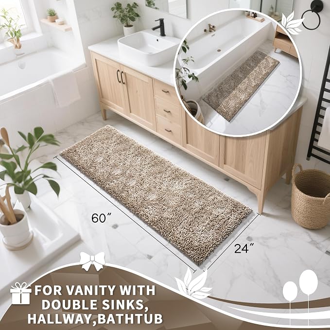 Yimobra Long Bathroom Rugs Runner 60x24 Inch, Extra Thick Soft Absorbent - Image 4
