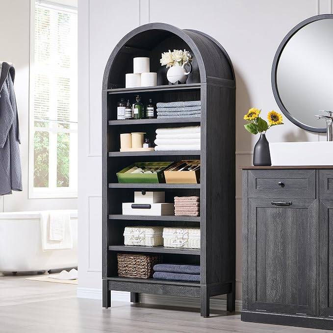 71" Tall Arched Bathroom Storage Cabinet, 7-Tier Modern Farmhouse Storage by IFBUYFarmhouseFurniture