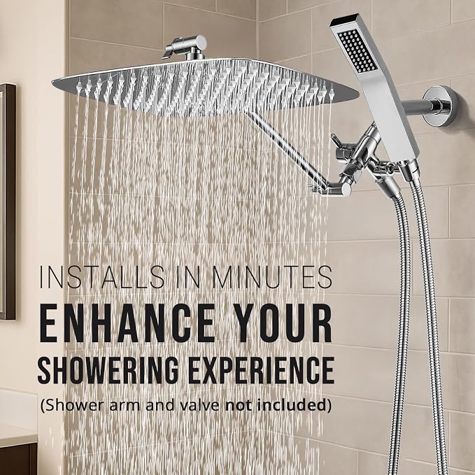 G-Promise All Metal 16 Inch Dual Square Shower Head - Image 2