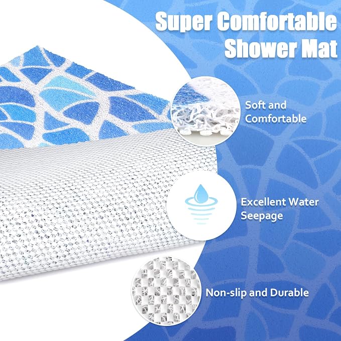 Shower Mat Bathtub Mat Non-Slip: 32x32 Inch, Soft Comfort Bath Mat - Image 6