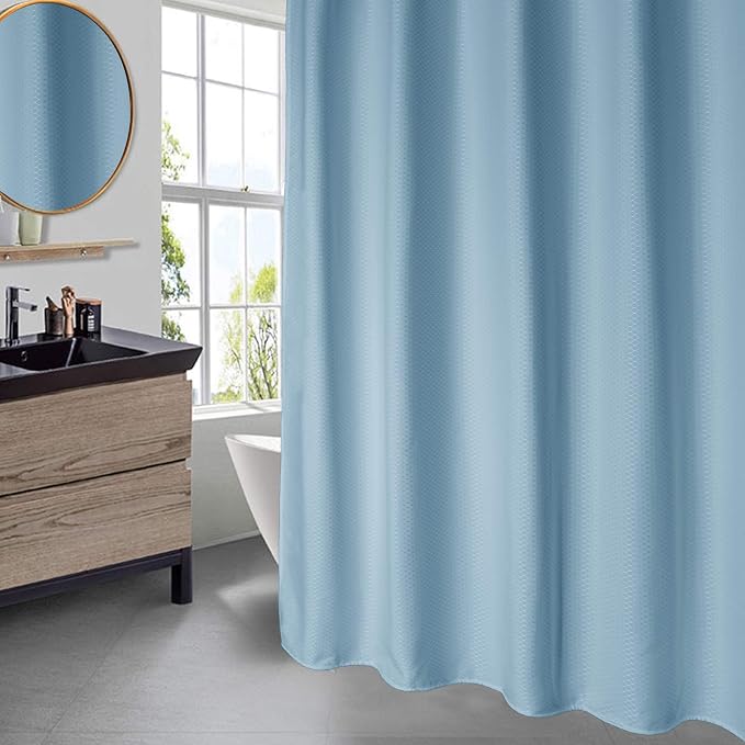 AooHome Extra Long 72x86 Inch Shower Curtain, Fabric Heavy Weight Waffle Weave - Image 2