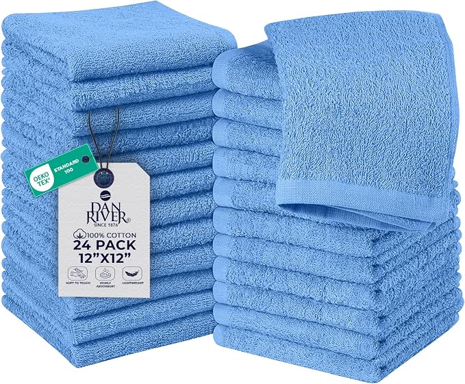 DAN RIVER 24 Pack Wash Cloths for Showering by DanRiver