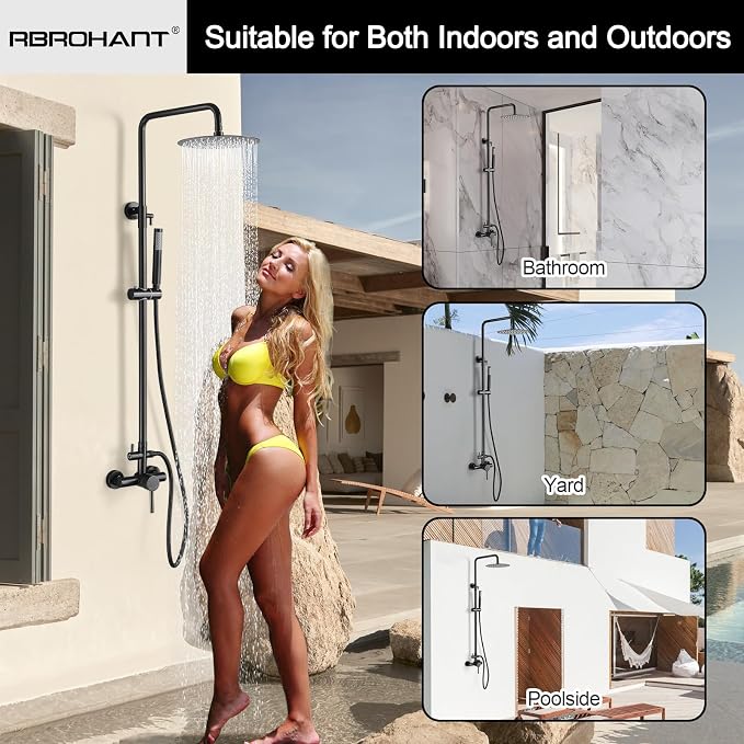 RBROHANT Outdoor Shower, Wall Mount Outdoor Shower Kit, Outside Shower Faucet - Image 8