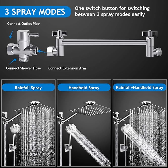 Shower Head Combo, 10 Inch High Pressure Rain Shower Head - Image 3