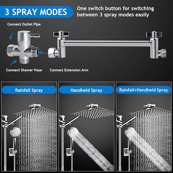 PinWin Modern 12" Large Square Rain Showerhead - Image 3