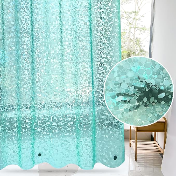 WELTRXE 8G EVA Clear Teal Shower Curtain - Image 6