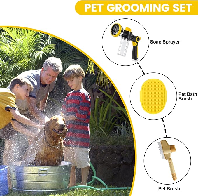 Dog Washing Hose Attachment, 10-in-1 Soap Sprayer Moden Garden Hose Nozzle - Image 2