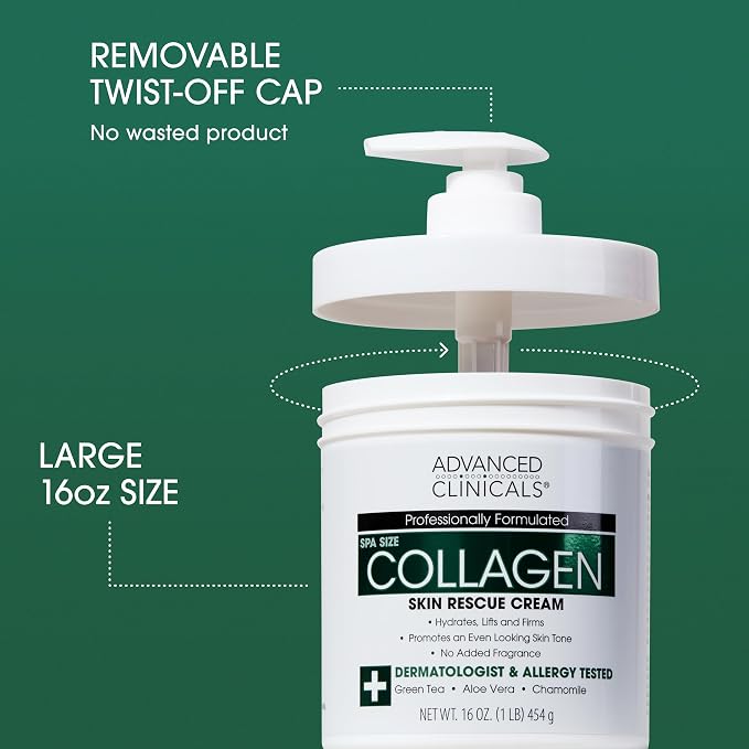 Advanced Clinicals Collagen Cream Body Lotion & Face Moisturizer | Skincare - Image 3