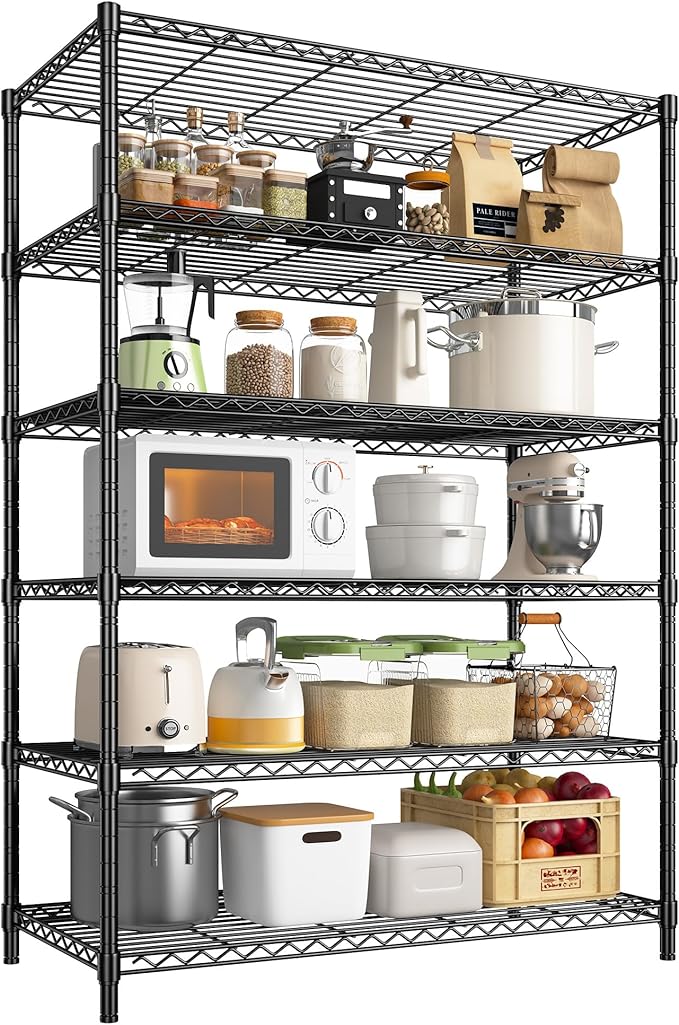 Storage Shelves Metal Shelving Unit 6Tier Wire Shelving Rack 1200LBS Heavy Duty by Durayloly