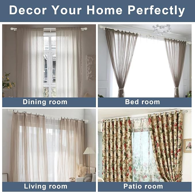 Double Curtain Rod 28 to 48 inch, Adjustable 1 inch Double Drapery Rod Rods - Image 6