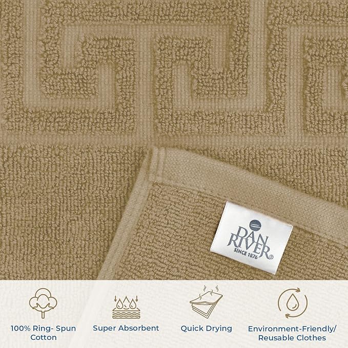 DAN RIVER Greek Cotton Bath Mats Set of 2 – Not a Bathroom Rug, Ultra Soft - Image 3