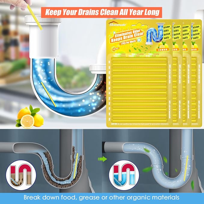 Drain Sticks Bio-Flow Drain Cleaner Sticks Lemon Scent Odor Remover - Image 5