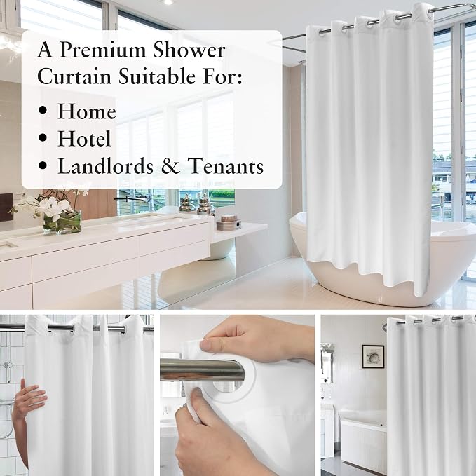 River Dream Extra Long No Hook Shower Curtain TPU Lining & No Required Liner - Image 6