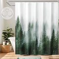 ORTIGIA Green Shower Curtain for Bathroom Misty Forest Pattern, Nature Woodland by ORTIGIA