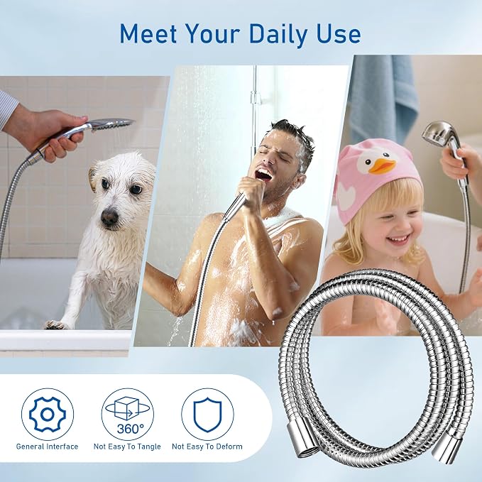Shower Hose for Handheld Shower Heads, 72 inches Stainless Steel Shower Head - Image 5