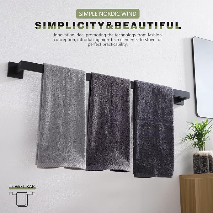 KOKOSIRI 32-Inch Single Towel Bar, Bathroom Kitchen Towel Holder, Wall Mounted - Image 7