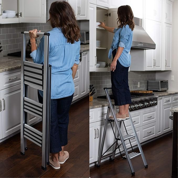 BIRDROCK HOME 3 Step Ladder | Folding Anti-Slip Step Stool, 250 lb Capacity | - Image 7