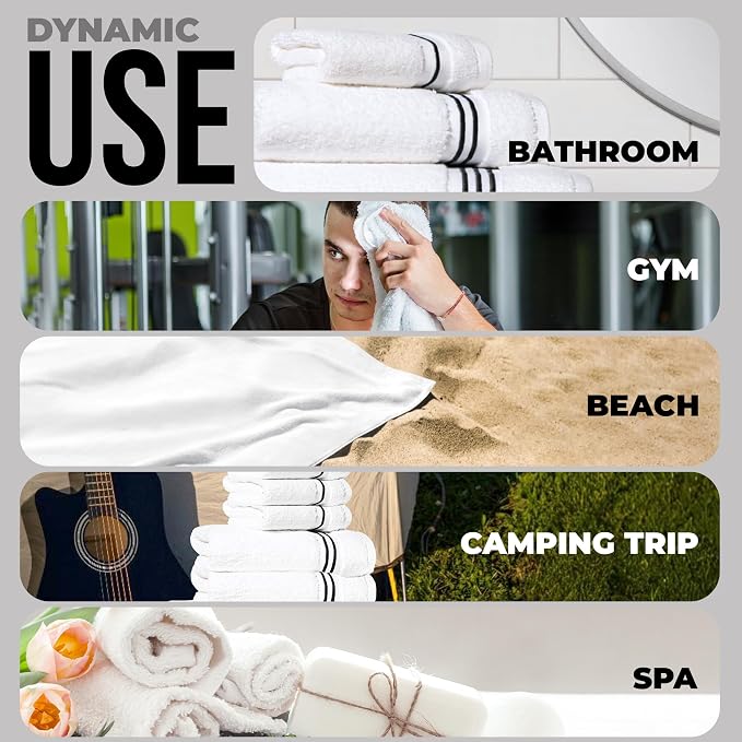 8-Piece Premium Towel Set, 2 Bath Towels, 2 Hand Towels, and 4 Wash Cloths - Image 4