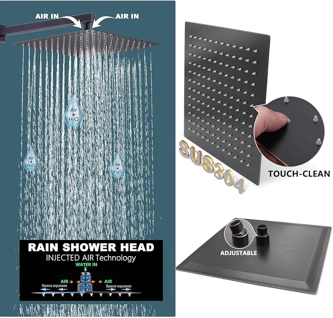 Shower System Oil Rubbed Bronze Shower Faucet Set 12 Inch Wall Mounted Full - Image 2