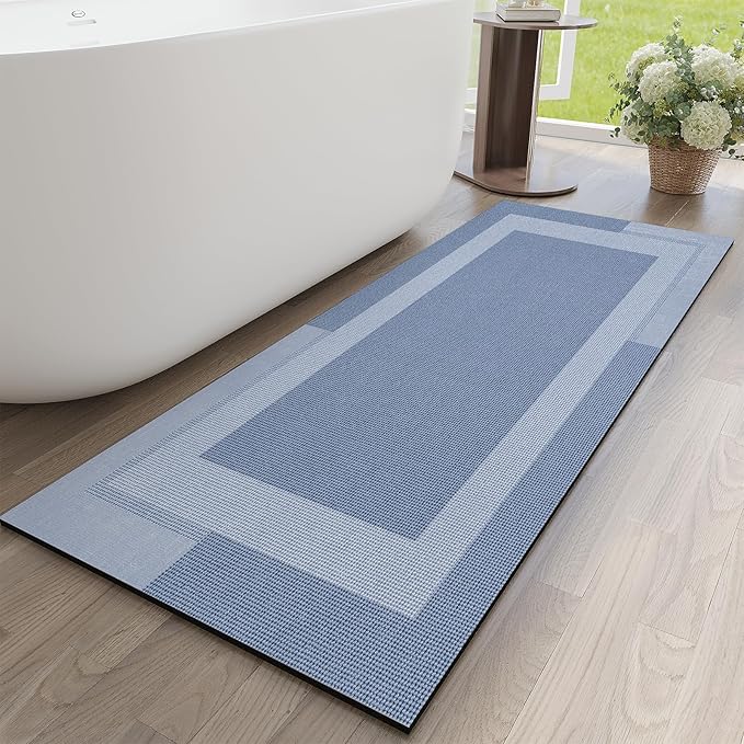 Non Slip Long Bathroom Runner Rug Bath Mat, Rubber Backing Ultra Thin Bathroom by YDKGL