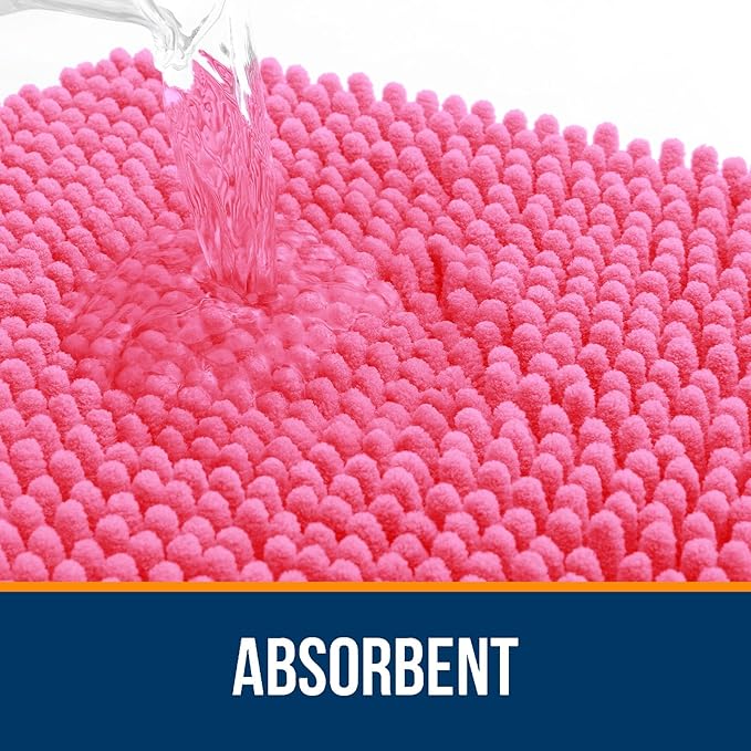 OLANLY Bathroom Rugs 59x20, Extra Soft Absorbent Chenille Bath Rugs, Rubber - Image 4