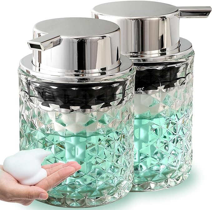Malachi Foaming Hand Soap Dispenser, Refillable Clear Glass Pump Bottles by MALACHI