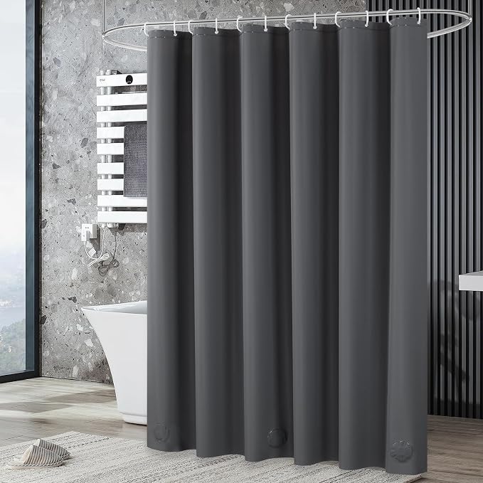 UFRIDAY Dark Grey Short Shower Curtain Liner Premium PEVA 72 x66 inch, Heavy - Image 8