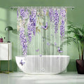 Clear Purple Floral Lavender Butterfly Shower Curtain, Plastic Transparent Cute by CAPQL