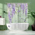 Clear Purple Floral Lavender Butterfly Shower Curtain, Plastic Transparent Cute by CAPQL