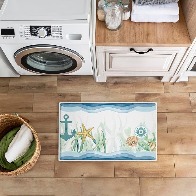Stupell Industries Bayside Sea Life & Waves Plush Bathroom Mat & Bath Rug - Image 4