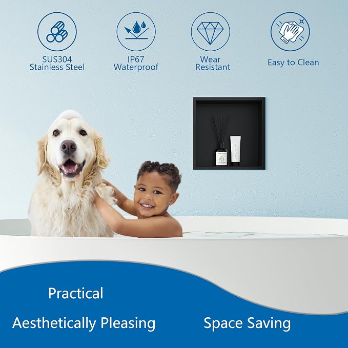 Neodrain Shower Niche Insert Tile Ready Recessed Bathroom Cabinet, Waterproof - Image 4