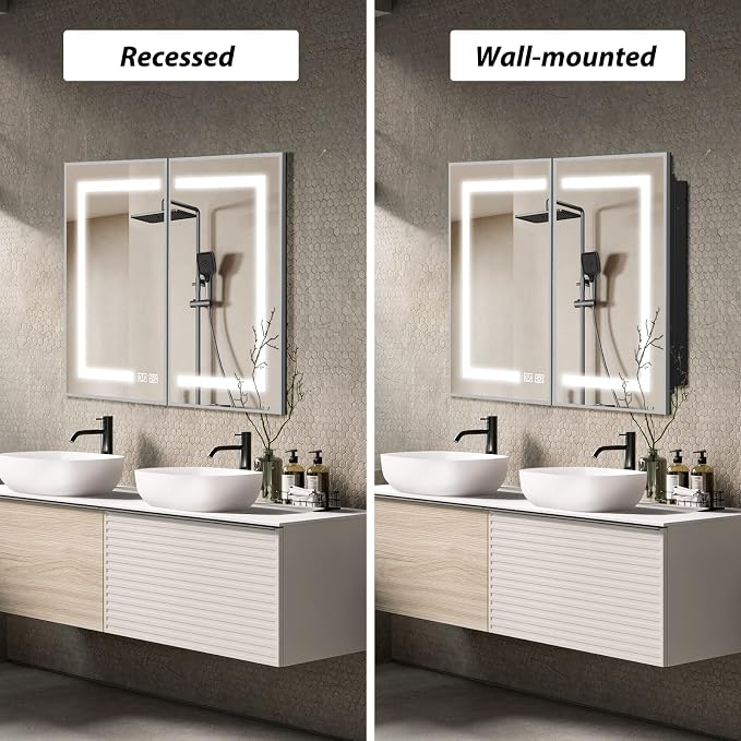 APRILSOUL 40X32 Inch Silver Bathroom Medicine Cabinet - Image 3